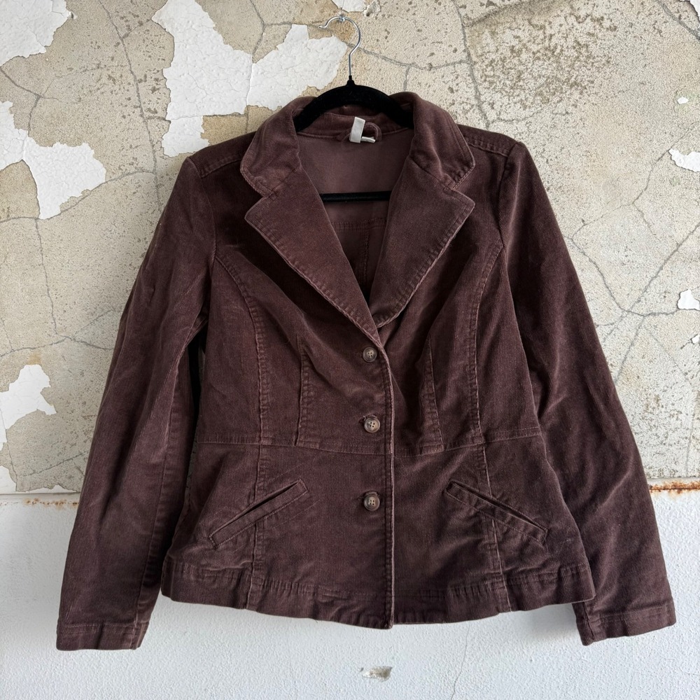 Corduroy Blazer Brown Jacket Womens Petite L Preppy Academia